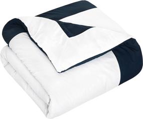 img 1 attached to 🛏️ Chic Home Peninsula 7 Piece Reversible Twin Comforter Bed in a Bag Set - Navy