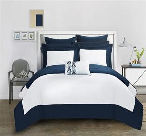 img 3 attached to 🛏️ Chic Home Peninsula 7 Piece Reversible Twin Comforter Bed in a Bag Set - Navy