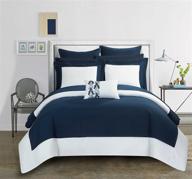 🛏️ chic home peninsula 7 piece reversible twin comforter bed in a bag set - navy logo