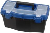 edward tools 16” plastic tool box with handle - heavy duty organizer box with removable tray - locking lid - clear top - built-in dividers - pad eye lock logo