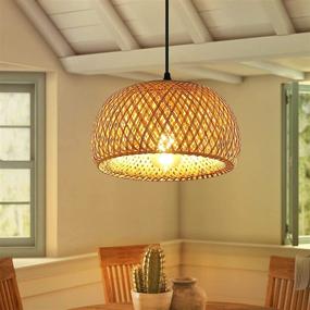 img 3 attached to 🎍 LUSTORM Bamboo Pendant Lighting for Kitchen Island - Plug in Industrial Chandelier Lights with 2 Wall Mounted Holders for Living Room, Bedroom, Dinner Room (11x5.9in) - 1 Pack