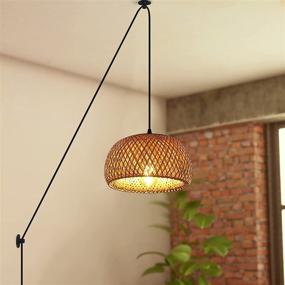 img 4 attached to 🎍 LUSTORM Bamboo Pendant Lighting for Kitchen Island - Plug in Industrial Chandelier Lights with 2 Wall Mounted Holders for Living Room, Bedroom, Dinner Room (11x5.9in) - 1 Pack