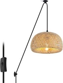 img 1 attached to 🎍 LUSTORM Bamboo Pendant Lighting for Kitchen Island - Plug in Industrial Chandelier Lights with 2 Wall Mounted Holders for Living Room, Bedroom, Dinner Room (11x5.9in) - 1 Pack