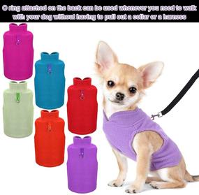 img 1 attached to Dog Fleece Vest 6-Piece Set: Warm Pullover Jacket for Cold Weather, with Leash Ring - Cozy Pet Sweater for Small Cats and Dogs