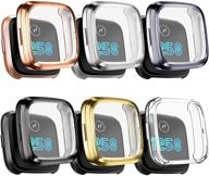 premium 6 pack mugust versa 2 screen protector & case bundle - ultimate protection for your fitbit smartwatch - stylish colors available (black, gray, silver, rose gold, gold, clear) logo