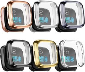 img 4 attached to Premium 6 Pack Mugust Versa 2 Screen Protector & Case Bundle - Ultimate Protection for Your Fitbit Smartwatch - Stylish Colors Available (Black, Gray, Silver, Rose Gold, Gold, Clear)