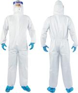 yiber disposable protective coverall hazmat suit - heavy duty painters coveralls | sf material, air permeable, water repellent | 1 pcs/pack (s, white) logo