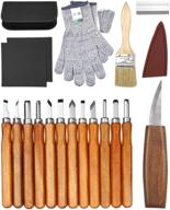 wood carving tools kit for beginners: 23pcs hand carving knife set with 🪓 cut resistant gloves - craft engraving supplies for kids and adults, perfect for woodcrafts diy logo