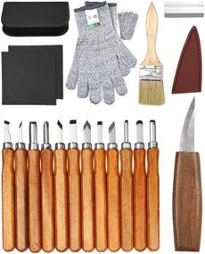 img 4 attached to Wood Carving Tools Kit for Beginners: 23pcs Hand Carving Knife Set with 🪓 Cut Resistant Gloves - Craft Engraving Supplies for Kids and Adults, Perfect for Woodcrafts DIY