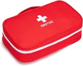 img 1 attached to Jipemtra Compact First Aid Bag Tote - Empty Small First Aid Kit Bag for Outdoor Travel Rescue - Pouch for First Responders - Medicine Bag Pocket Container for Car Home Office Sport Outdoors (Red Handle)