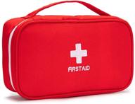 jipemtra compact first aid bag tote - empty small first aid kit bag for outdoor travel rescue - pouch for first responders - medicine bag pocket container for car home office sport outdoors (red handle) логотип