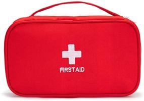 img 3 attached to Jipemtra Compact First Aid Bag Tote - Empty Small First Aid Kit Bag for Outdoor Travel Rescue - Pouch for First Responders - Medicine Bag Pocket Container for Car Home Office Sport Outdoors (Red Handle)