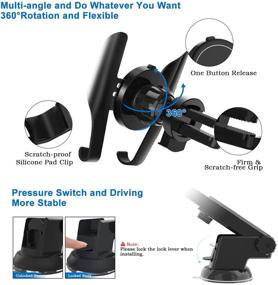 img 2 attached to 📱 iVoler 3-in-1 Car Phone Mount: Dashboard, Windshield, Air Vent Holder for iPhone, Samsung Galaxy Note, and More