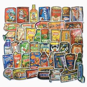img 4 attached to Jasion 50-Piece Vintage Funny Snacks Food Cartoon Graffiti Decals Stickers for Water Bottles, Cars, Motorcycles, Skateboards, Luggage, Phones, iPads, and Laptops