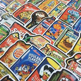 img 3 attached to Jasion 50-Piece Vintage Funny Snacks Food Cartoon Graffiti Decals Stickers for Water Bottles, Cars, Motorcycles, Skateboards, Luggage, Phones, iPads, and Laptops