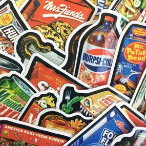 img 1 attached to Jasion 50-Piece Vintage Funny Snacks Food Cartoon Graffiti Decals Stickers for Water Bottles, Cars, Motorcycles, Skateboards, Luggage, Phones, iPads, and Laptops