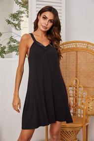img 2 attached to Ekouaer Women's Sleeveless Nightgown Sleepwear, V Neck Racerback Sleep Dress in Sizes S-XXL
