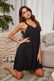 img 3 attached to Ekouaer Women's Sleeveless Nightgown Sleepwear, V Neck Racerback Sleep Dress in Sizes S-XXL