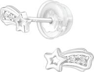 ✨ aube jewelry hypoallergenic sterling silver shooting star stud earrings with cz and silicone push backs logo