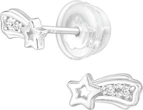 img 4 attached to ✨ AUBE JEWELRY Hypoallergenic Sterling Silver Shooting Star Stud Earrings with CZ and Silicone Push Backs