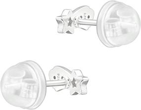 img 3 attached to ✨ AUBE JEWELRY Hypoallergenic Sterling Silver Shooting Star Stud Earrings with CZ and Silicone Push Backs