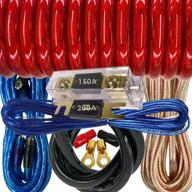 🔌 audiobank complete 0 gauge car amplifier power wiring kit | up to 6500 watts | 17 feet ft 0 gauge power cable | includes 150a fuse -red logo