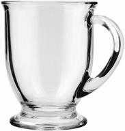 ☕️ set of 6 clear anchor hocking 16-oz café glass coffee mugs logo