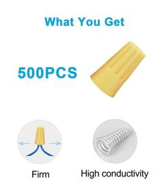 img 2 attached to 🔌 Efficient and Reliable: 500Pcs Yellow Wire Connector - Electrical Wire Cap