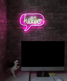 img 1 attached to 🌟 Illuminating your Space: Isaac Jacobs 17” x 12” LED Neon ‘White & Pink “hello” Word Bubble’ Wall Sign – Perfect Cool Light & Bedroom Decoration, USB Powered for Home, Parties & Holidays