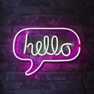 🌟 illuminating your space: isaac jacobs 17” x 12” led neon ‘white & pink “hello” word bubble’ wall sign – perfect cool light & bedroom decoration, usb powered for home, parties & holidays логотип