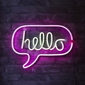 img 4 attached to 🌟 Illuminating your Space: Isaac Jacobs 17” x 12” LED Neon ‘White & Pink “hello” Word Bubble’ Wall Sign – Perfect Cool Light & Bedroom Decoration, USB Powered for Home, Parties & Holidays