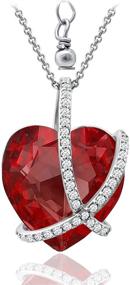 img 3 attached to 💎 CRYSTAL ICE Rhodium Plated Heart Pendant Necklace with European Colored Crystal and Cubic Zirconia Accents - 16&#34;+2&#34;