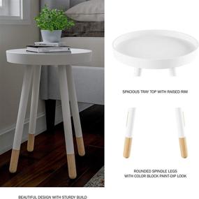 img 1 attached to 🏺 White Two-Tone Accent Table with Tray Top for Stylish Home Decor Display