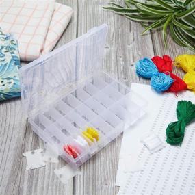 img 2 attached to 🧵 Embroidery Floss Organizer Box - 150 White Plastic Floss Bobbins Set, 24 Adjustable Grids, 470 Pcs Number Stickers, and 500 Pcs Blank Stickers for Cross-Stitch, Weaving, Crafts, Jewelry, and Sewing