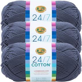 img 2 attached to 🧶 Набор из 3 мотков пряжи Lion Brand Yarn 761-108 24/7 Cotton в оттенке "Деним