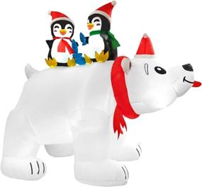 img 1 attached to 🐻 Rocinha 6.5 ft Christmas Inflatables Polar Bear with Penguin Yard Decorations - Christmas Blow Up Outdoor Decor for Garden