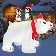 🐻 rocinha 6.5 ft christmas inflatables polar bear with penguin yard decorations - christmas blow up outdoor decor for garden logo