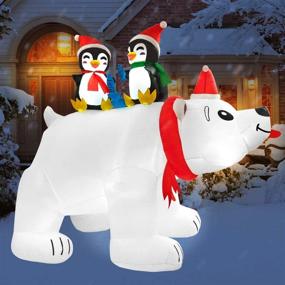img 4 attached to 🐻 Rocinha 6.5 ft Christmas Inflatables Polar Bear with Penguin Yard Decorations - Christmas Blow Up Outdoor Decor for Garden