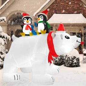 img 3 attached to 🐻 Rocinha 6.5 ft Christmas Inflatables Polar Bear with Penguin Yard Decorations - Christmas Blow Up Outdoor Decor for Garden