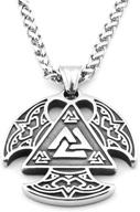 gungneer norse valknut pendant - viking odin's symbol nordic pagan jewelry - powerful protection amulet talisman - stainless steel necklace logo