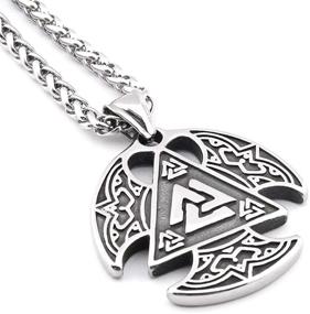img 2 attached to Gungneer Norse Valknut Pendant - Viking Odin's Symbol Nordic Pagan Jewelry - Powerful Protection Amulet Talisman - Stainless Steel Necklace