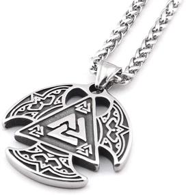 img 3 attached to Gungneer Norse Valknut Pendant - Viking Odin's Symbol Nordic Pagan Jewelry - Powerful Protection Amulet Talisman - Stainless Steel Necklace