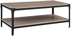 img 4 attached to 🪑 Rustic Angle Iron Coffee Table Set - Walker Edison Furniture Company 3-Piece, Driftwood Finish