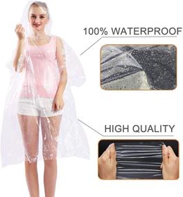 img 2 attached to 🌧️ Thicker Disposable Rain Ponchos with Hood for Adults (10 Pack)