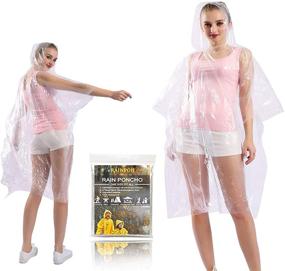 img 4 attached to 🌧️ Thicker Disposable Rain Ponchos with Hood for Adults (10 Pack)