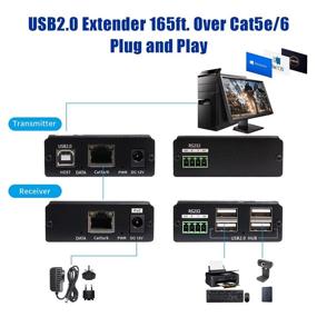 img 1 attached to 🔌 Basicolor USB2.0 Over Cat5e/Cat6 Extender - 262Ft, 4 Port USB Extender for Webcams and USB Devices. Plug & Play, No Driver Required. Includes RS-232, USB2.0 to RJ45 Extender.