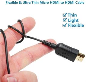 img 3 attached to Ультратонкий гибкий микро HDMI кабель на HDMI 3FT: Идеально подходит для кардана, камеры GoPro Hero 7 Black, камеры Canon, стабилизатора | Самый тонкий гипер-тонкий микро HDMI кабель в мире - поддерживает 4K@60Гц, 3D, Ethernet, ARC.