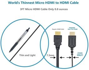 img 2 attached to Ультратонкий гибкий микро HDMI кабель на HDMI 3FT: Идеально подходит для кардана, камеры GoPro Hero 7 Black, камеры Canon, стабилизатора | Самый тонкий гипер-тонкий микро HDMI кабель в мире - поддерживает 4K@60Гц, 3D, Ethernet, ARC.