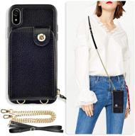 zve wallet case for iphone xr - leather handbag wallet case with card slots, 📱 wrist strap and adjustable crossbody strap - protective cover for iphone xr (6.1 inch) - black logo