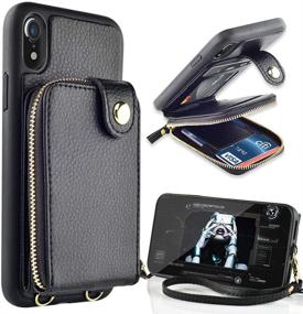 img 3 attached to ZVE Wallet Case for iPhone XR - Leather Handbag Wallet Case with Card Slots, 📱 Wrist Strap and Adjustable Crossbody Strap - Protective Cover for iPhone XR (6.1 inch) - Black